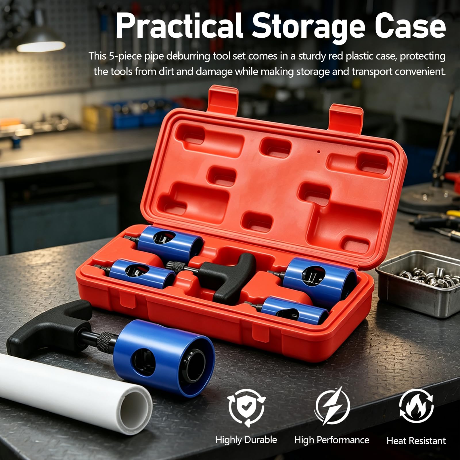 Kit Svasatore Calibratore Multistrato, Bussola Svasatore Calibratore Ø16-32 mm Calibratore Interno e Esterno Set Sbavatubo con Valigetta e 4 Testine per Rifiniture Impianti Idraulici