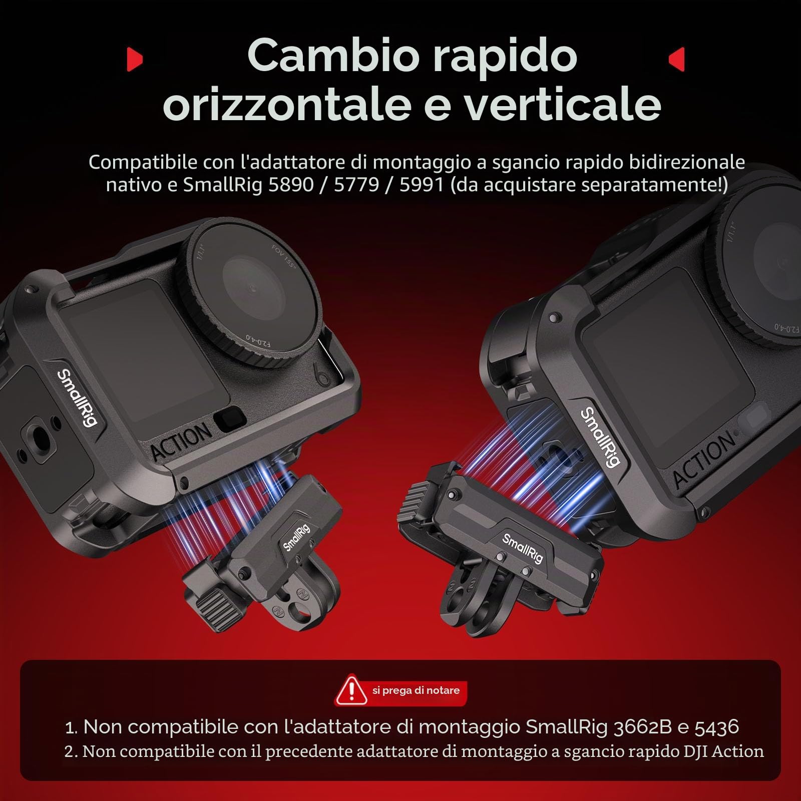 SMALLRIG Cage per DJI Osmo Action 6 (Advanced Edition), gabbia per fotocamera in lega di alluminio con attacco a slitta, cinturino da polso, copriobiettivo, accessori per Action 6-5887