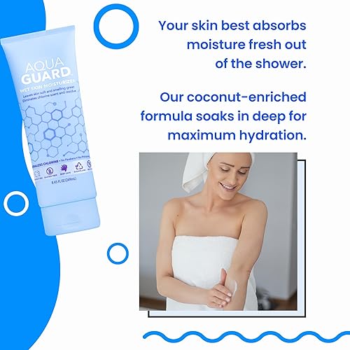 Miniatura 3 de AQUA GUARD Hidratante para piel húmeda después de nadar  Deja la piel suave+neutraliza el aroma y los residuos de cloro  Loción para la ducha
