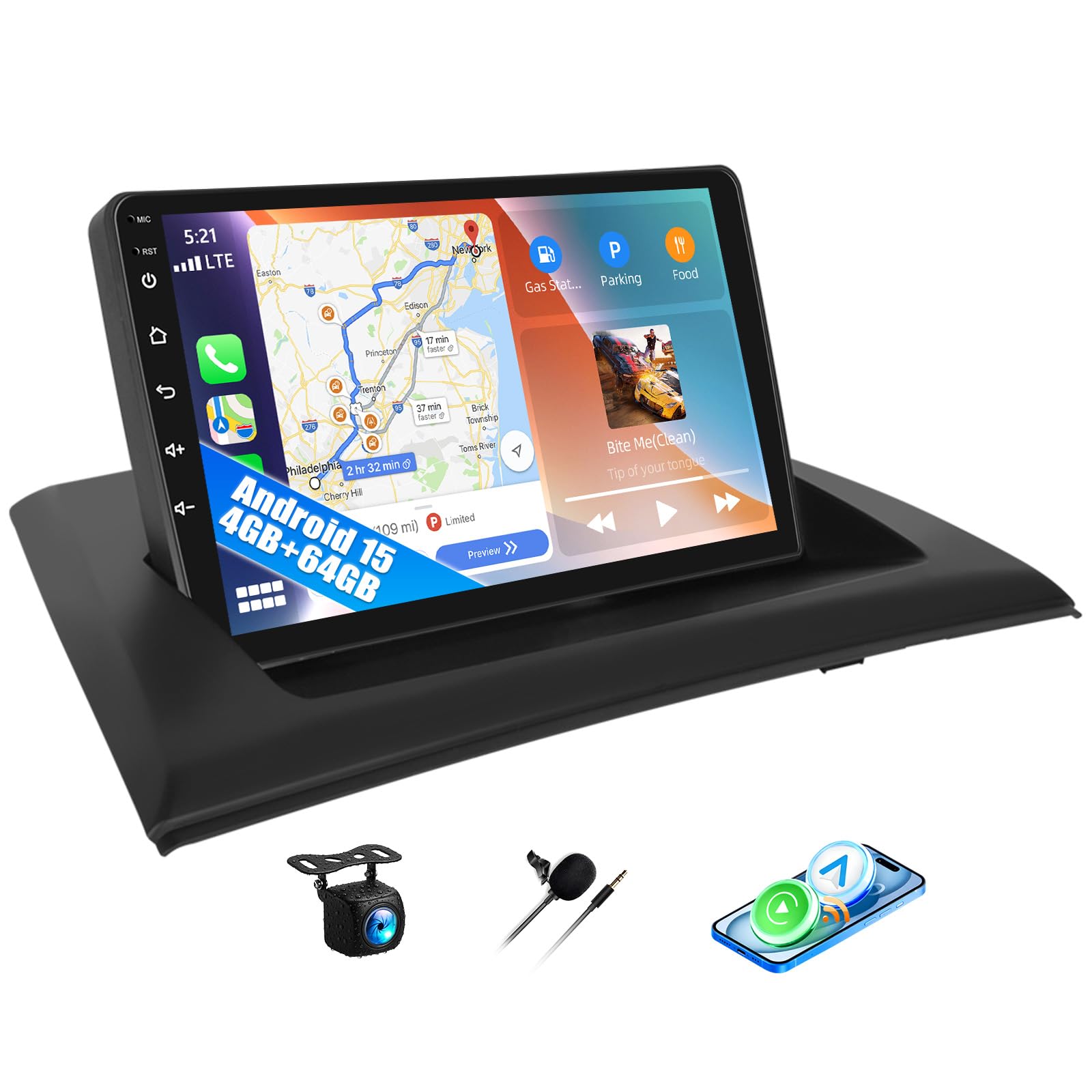 SIXWIN 4GB+64GB Android 15 Autorradio para BMW X3 E83 2004-2012 - 9" HD E83 Pantalla Táctil HD 1280x720 con CarPlay y Android Auto Inalámbrico,GPS, Bluetooth 5.0, FM/RDS,32EQ,USB+AHD Cámara