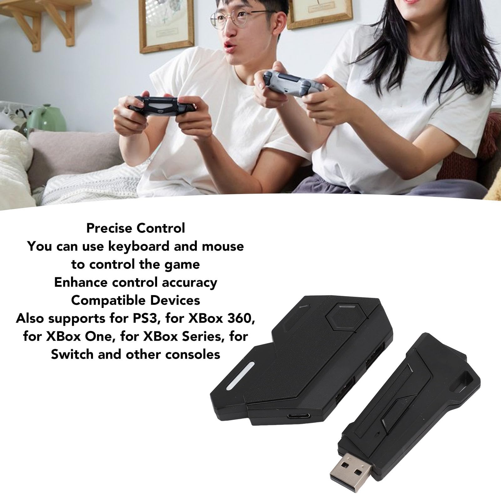 Cuifati Convertitore USB Plug and Play Tastiera Mouse per Serie, Adattatore per Controller di Gioco a Bassa Latenza, di Rete con un, Controllo Preciso per i Giochi
