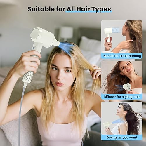 Miniatura 5 de Secador de pelo de alta velocidad, 150000 rpm profesional de alta velocidad negativo cuidado iónico secador de pelo, control de calor, secado