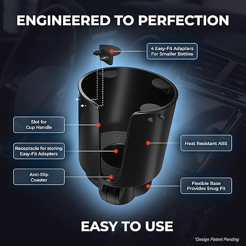 Miniatura 2 de Expansor y adaptador para portavasos de automóvil para botellas grandes, compatible con botellas HydroFlask, Nalgene, Yeti, Camelbak y Klean