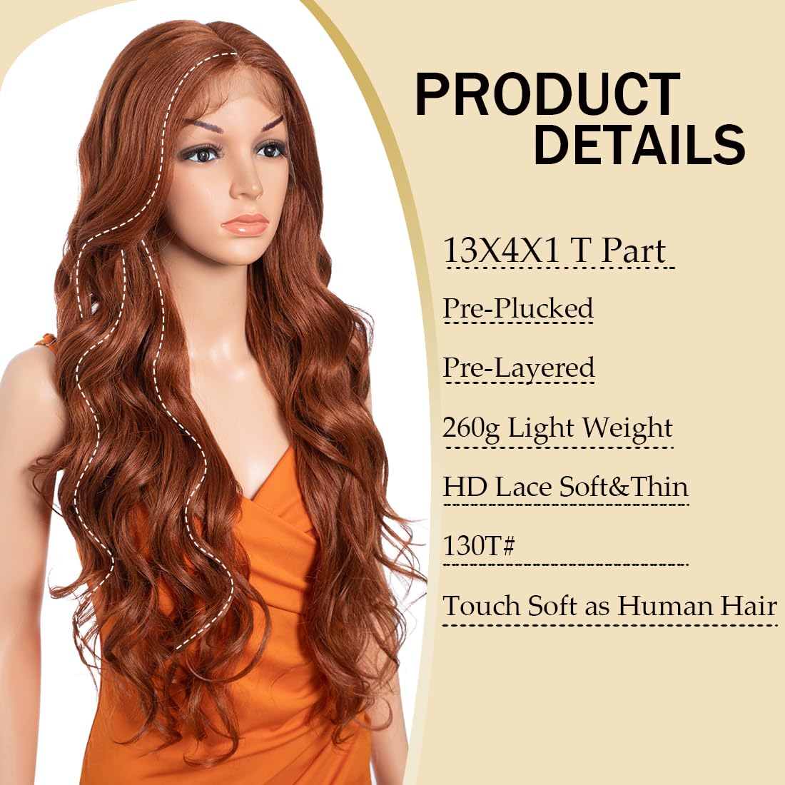 Long Lace Front Deep Wavy Synthetic Wig with Highlights - 28 Inch Middle Part Long Loose Wavy Curl Wig for Daily Use - 130T# - Image 3