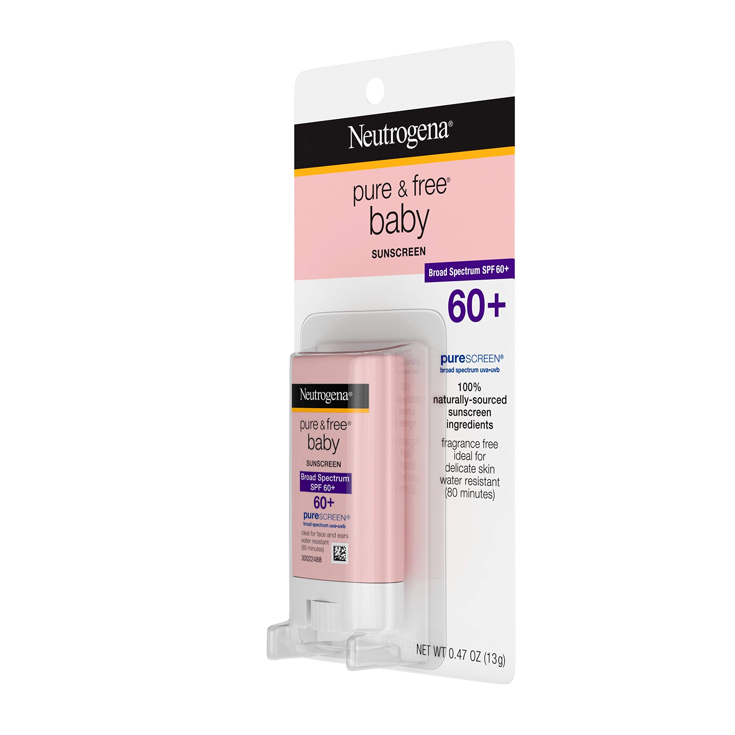Neutrogena Stick d'écran solaire pour bébé Pure & Free - Idéal pour le visage et les oreilles - SPF 60+ - 14 ml