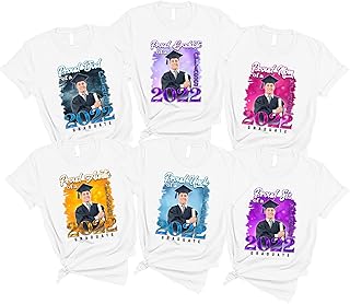 Custom Graduation Stole and Matching T-Shirt,Personalized Graduation Shirts,Photo Graduation Shirt,2022 Grad Shirts, Class of 2022 Family Multicolored
