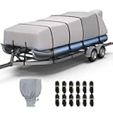 RVMasking Pontoon Boat Cover with Motor Cover, 1400D Heavy Duty Middle Reinforced, Marine Grade Waterproof Boat Cover for Length: 21'-24', Beam Width up to 102