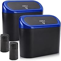 Vista 15 de Accmor - Paquete de 2 mini botes de basura con tapa para automóvil, organizador pequeño de basura con bolsa de basura, para colgar, a prueba