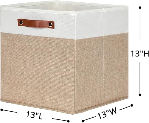 Vista 157 de HNZIGE Juego de 4 canastas de almacenamiento de tela, 12 x 12 pulgadas, juego de 4, canastas decorativas para organizar con asas, cubos cuadrados