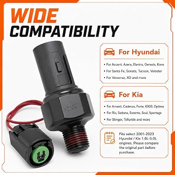 94750-37100 Engine Oil Pressure Switch Sensor with Connector Pigtail Harness, Oil Pressure Switch 9475037100 Compatible with Hyundai KIA