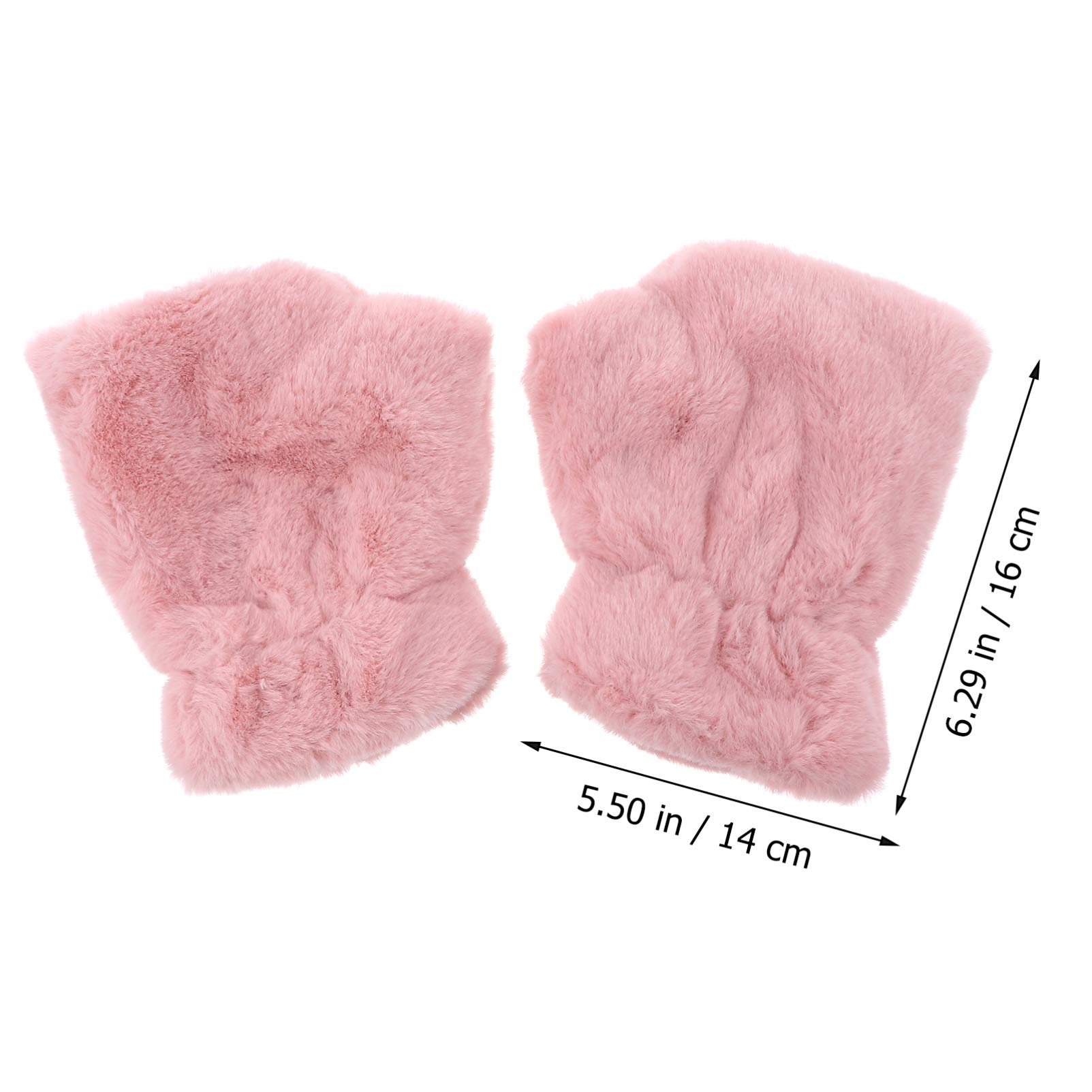 BESPORTBLE 1 Pair Half-Finger Gloves Women Fingerless Gloves Cycling Gloves for Women Hand Warmers Gloves Warm Gloves Faux Fur Gloves Women Velvet Protection Pink