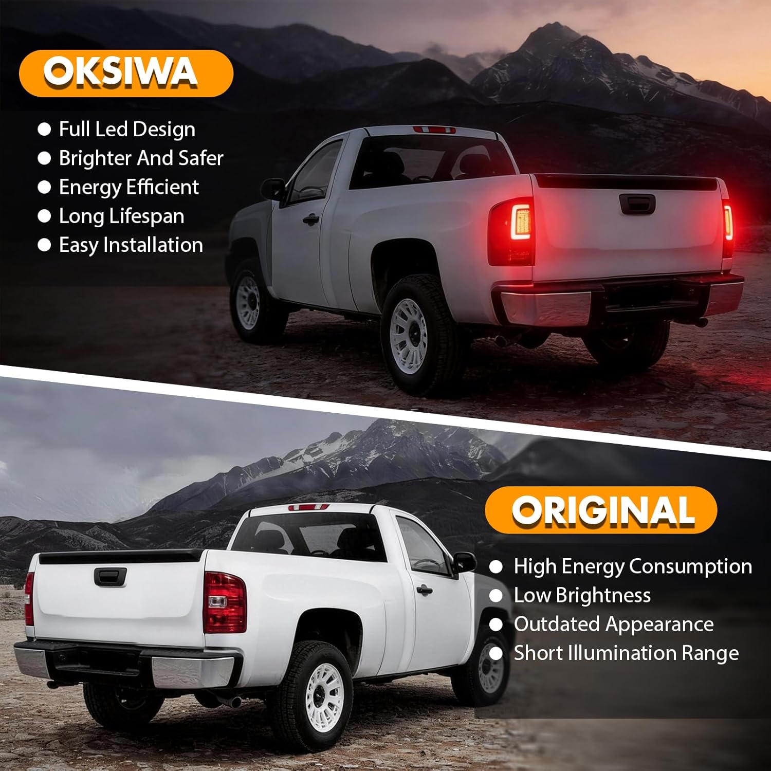 Upgrade Full LED Tail Lights for 2007-2013 Chevy Silverado 1500,2007-2014 Silverado 2500HD 3500HD,Smoke Lens Rear Lights,Brighter and Safer, Plug and Play, Weather-Resistant