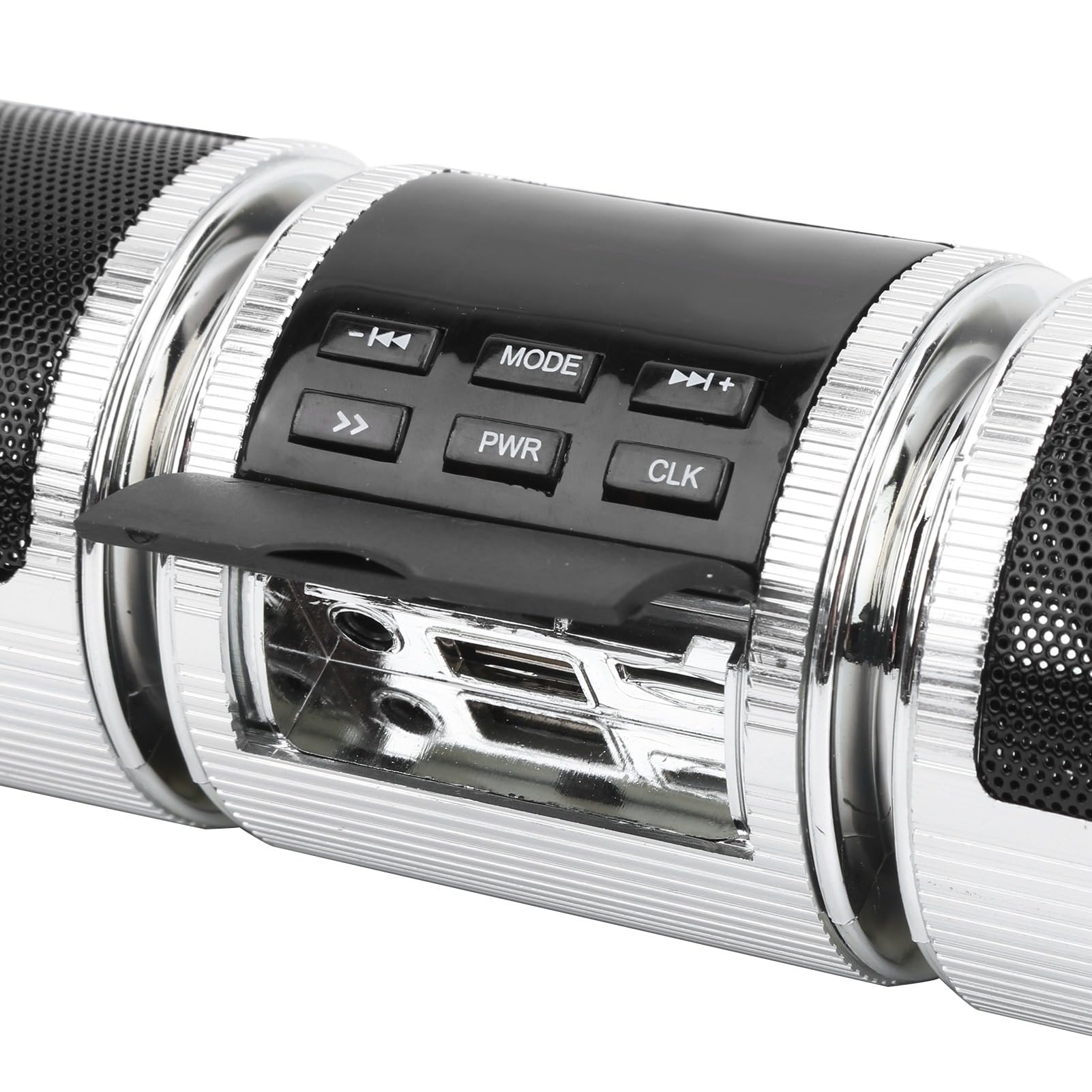 Wodoodporny Motocyklowy Głośnik Stereo Bluetooth MP3 Audio Konstrukcja z Dwoma Głośnikami Odtwarzacz Muzyczny Uniwersalny do Motocykli IP44 Czarny 8,3x2,4 Cala (Srebrny)