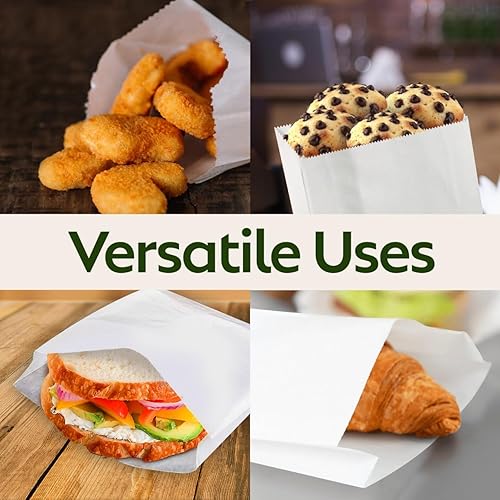 Miniatura 6 de Resistente a la grasa - Bolsas de papel con fuelle para sándwich - Blanco (1000 unidspaquete) (6 x 0,75 x 6,75)