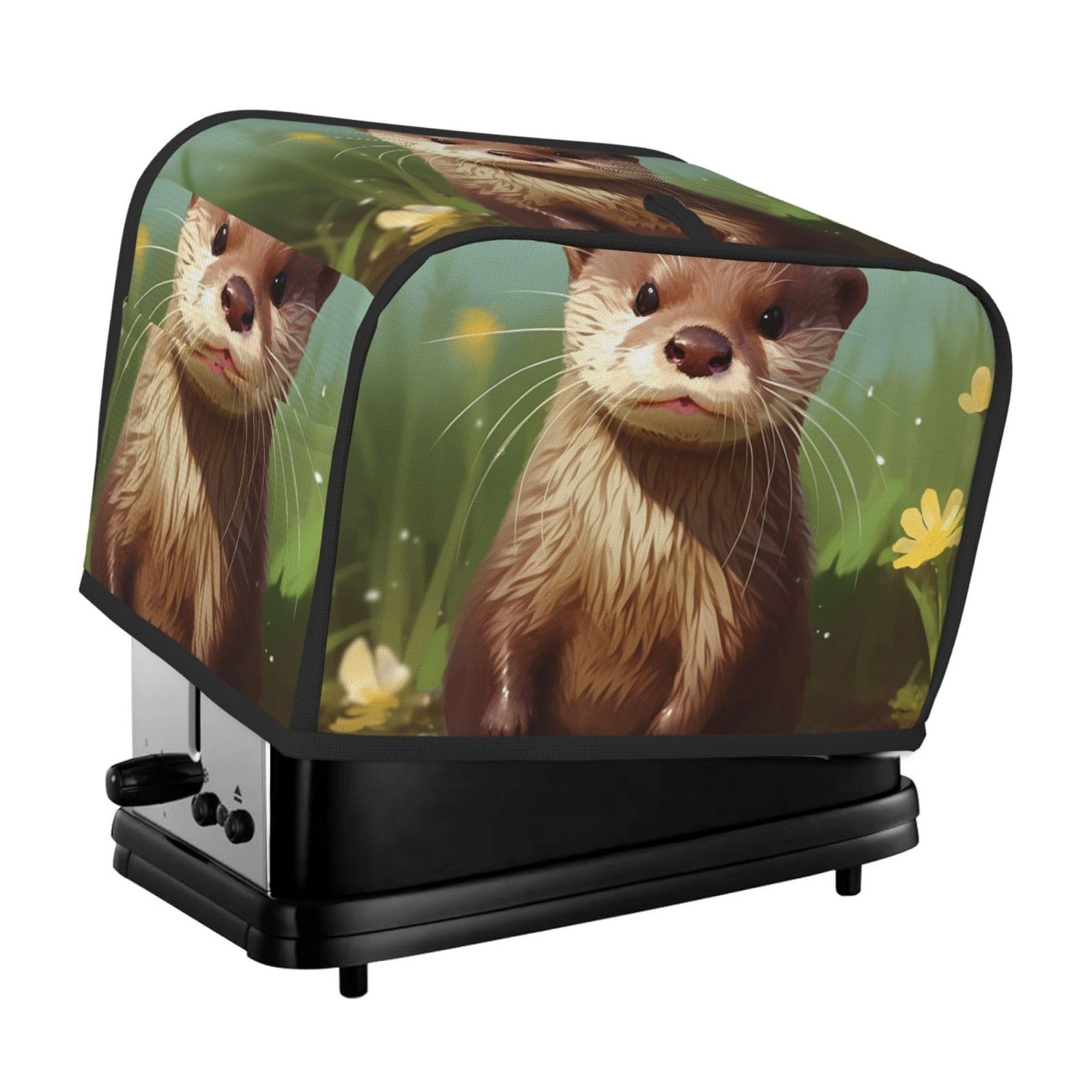 Fodpand Black Toaster Covers 2 Slice Cute Otter Bread Machine Cover Quilted Toaster Dustproof Cover Washable Appliance Cover Bread Maker Protective For Kitchen Small Appliance