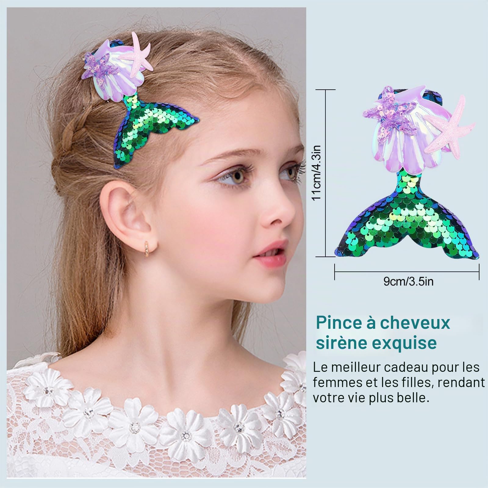 12 PCS Ensembles de Pinceaux de Maquillage de, Mermaid Maquillage Pinceaux Set avec une barrette Brosse Cosmétique de Nylon Beauté Brosses Kit Fond de Teint Poudre Crème Sourcils Eyeliner Fard à Joues