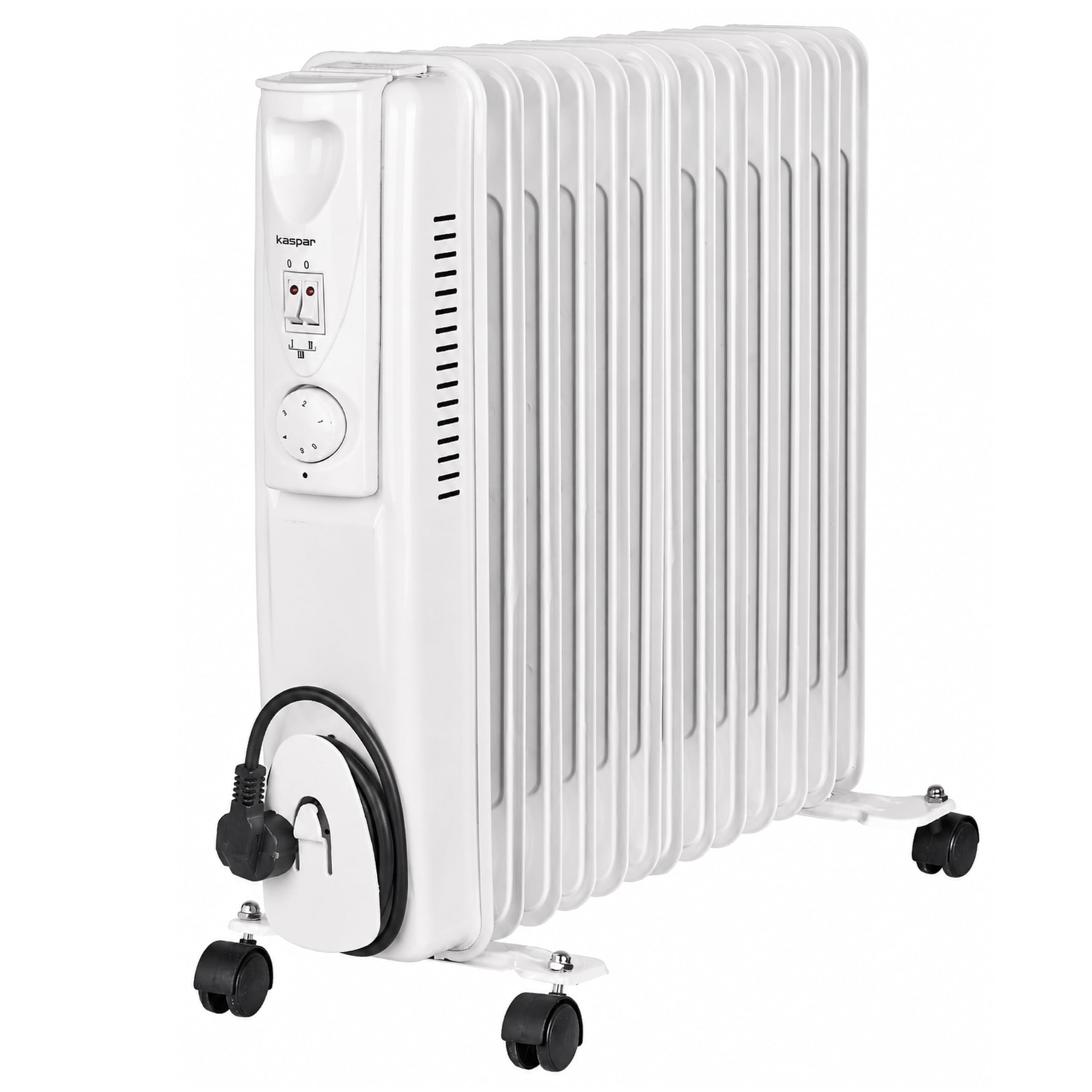 Kaspar Heizkörper elektrisch, 2500 W, 13 Rippen, Rollen, Grau