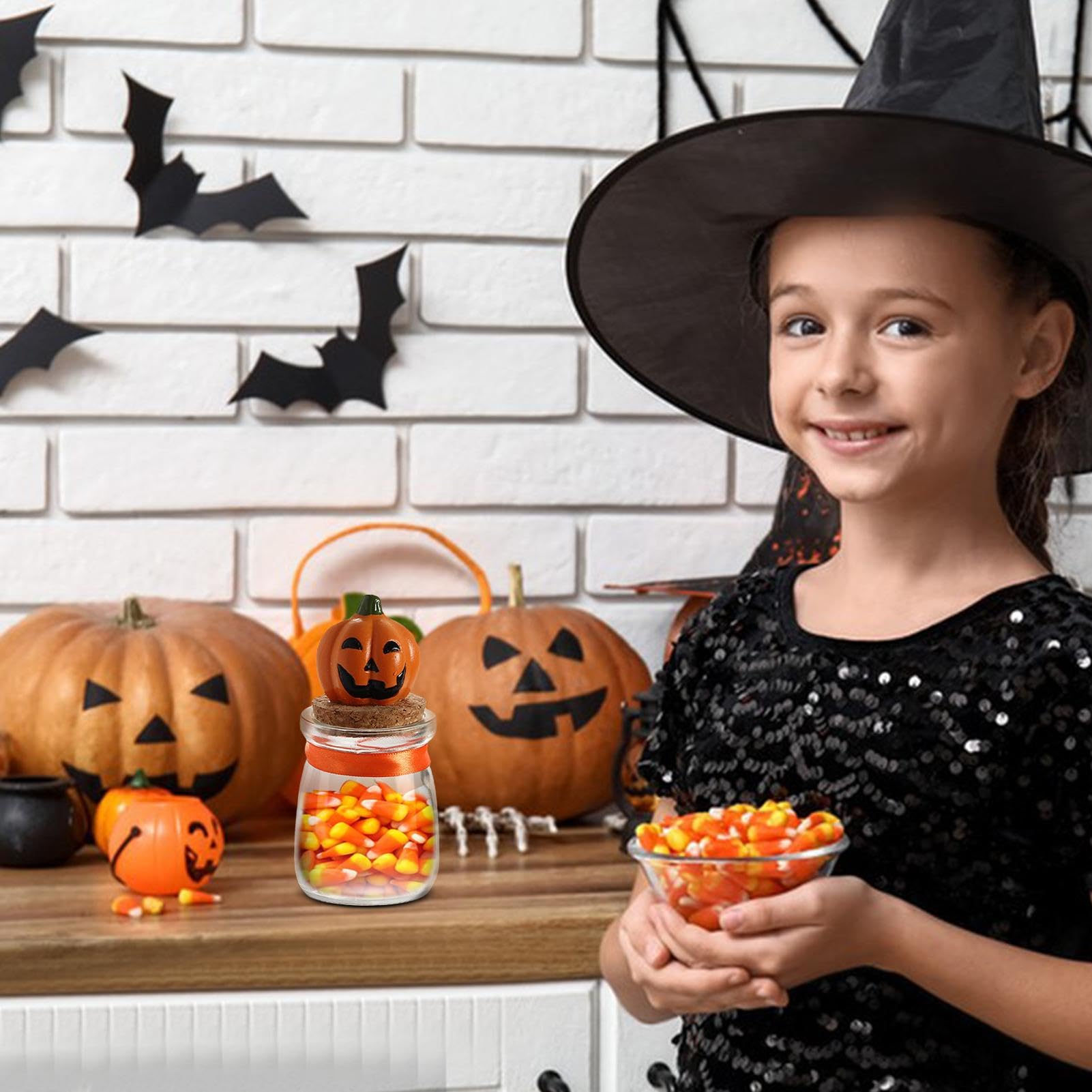 ハロウィンデザイン ガラス瓶 キャニスター Amazon｜Vkcci ハロウィン ガラス クッキー ジャー、クリア キャンディ