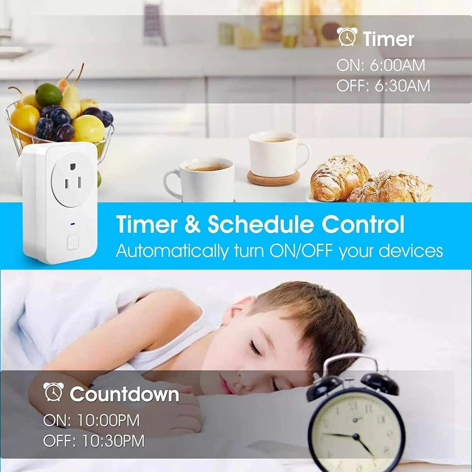 10A Smart Plug WiFi APP Remote Control Outlet Work Compatible with Home IFTTT Energy Monitoring and Timer Function — view 6