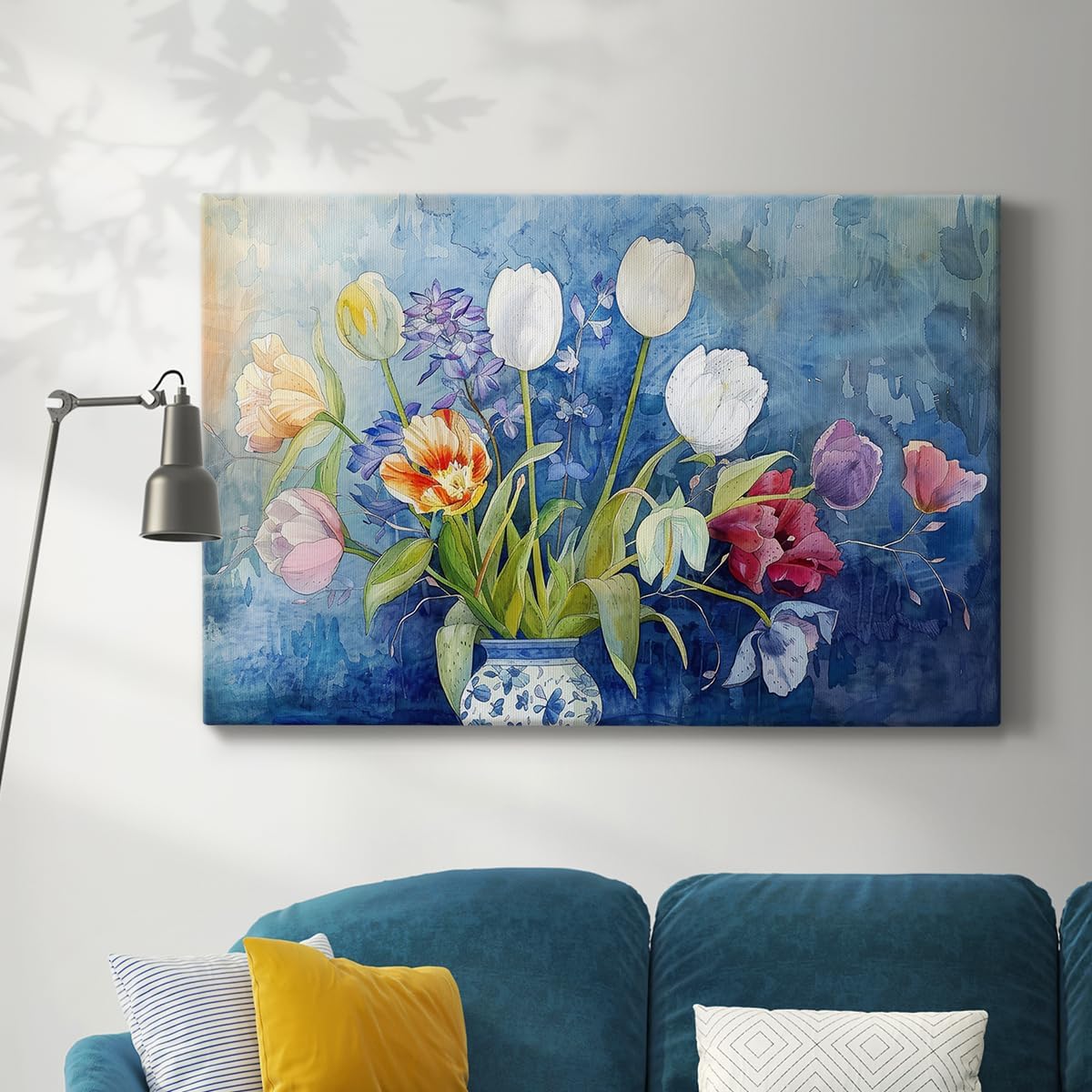 Renditions Gallery Wall Art for Home Paintings & Prints Floral Oil Painting Flowers and Vase Canvas Decorations for Bedroom Office Lobby Lounge - 24"x36" LT569
