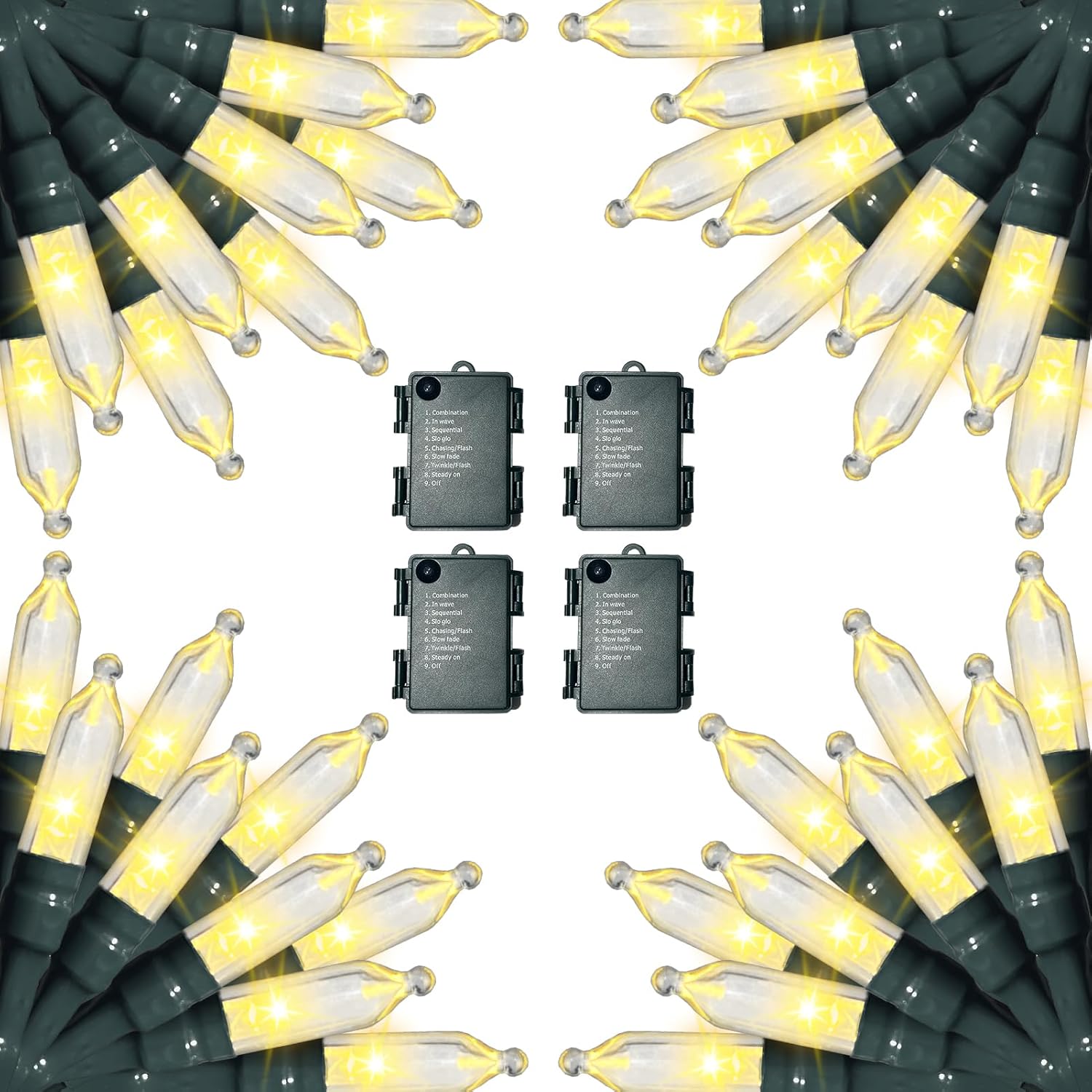 4 Pack Each 32.8ft 120 LED Battery Operated Christmas Tree