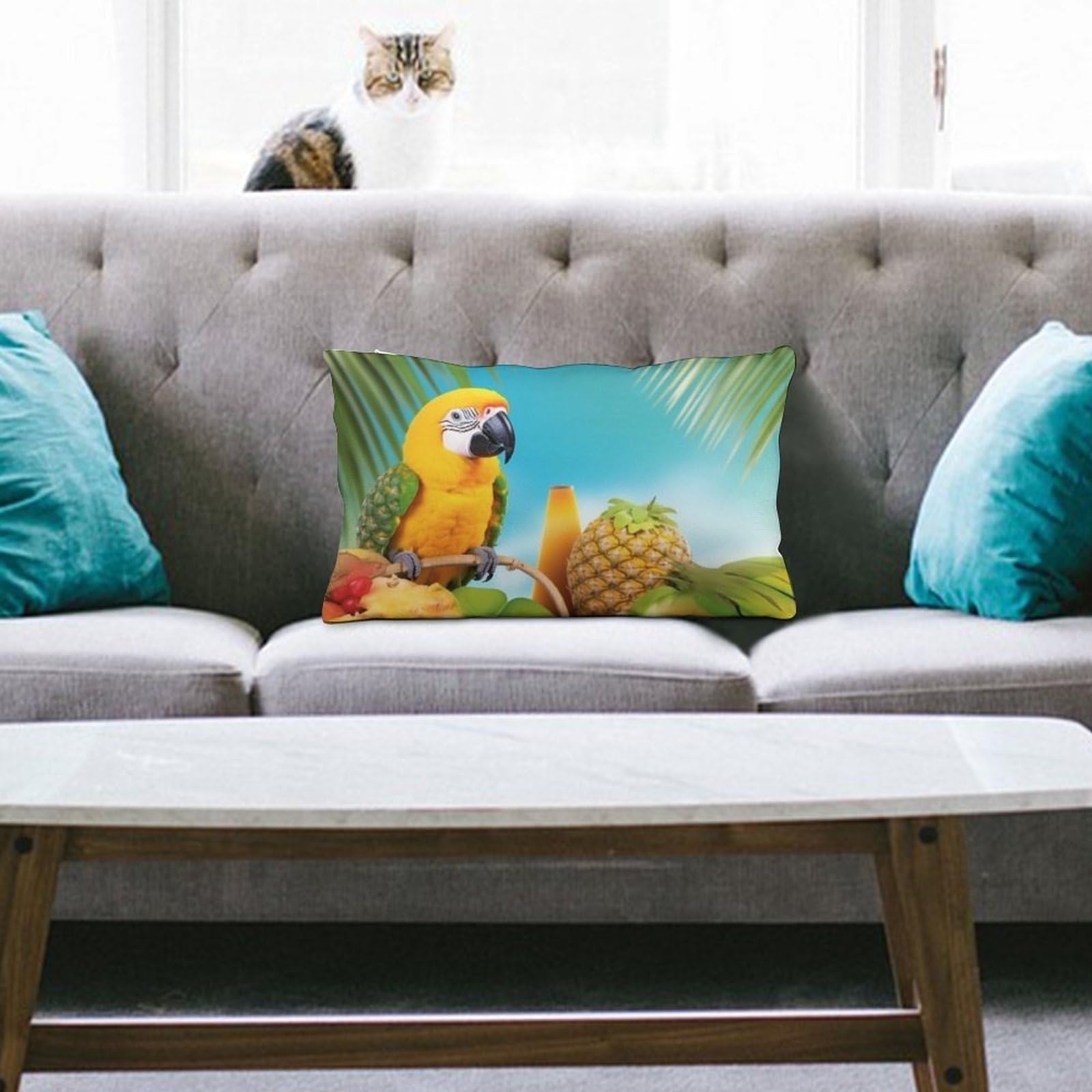 NTVOWPZO Decoration Throw Pillow Covers 8"x12" Pillowcases Covers Summer Parrot Pineapple Birds Soft Pillowcases Modern Farmhouse Home Decor Sofa Cushions Covers for Couch Bed Living Room