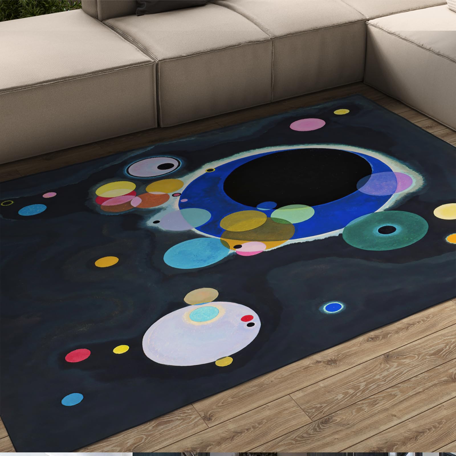 Tapis Kandinsky antidérapant pour chambre d'enfants facile à laver