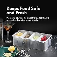 Vista 5 de New Star Foodservice Dispensadores de condimentos de grado restaurante con múltiples compartimentos (plata, 3 compartimentos)