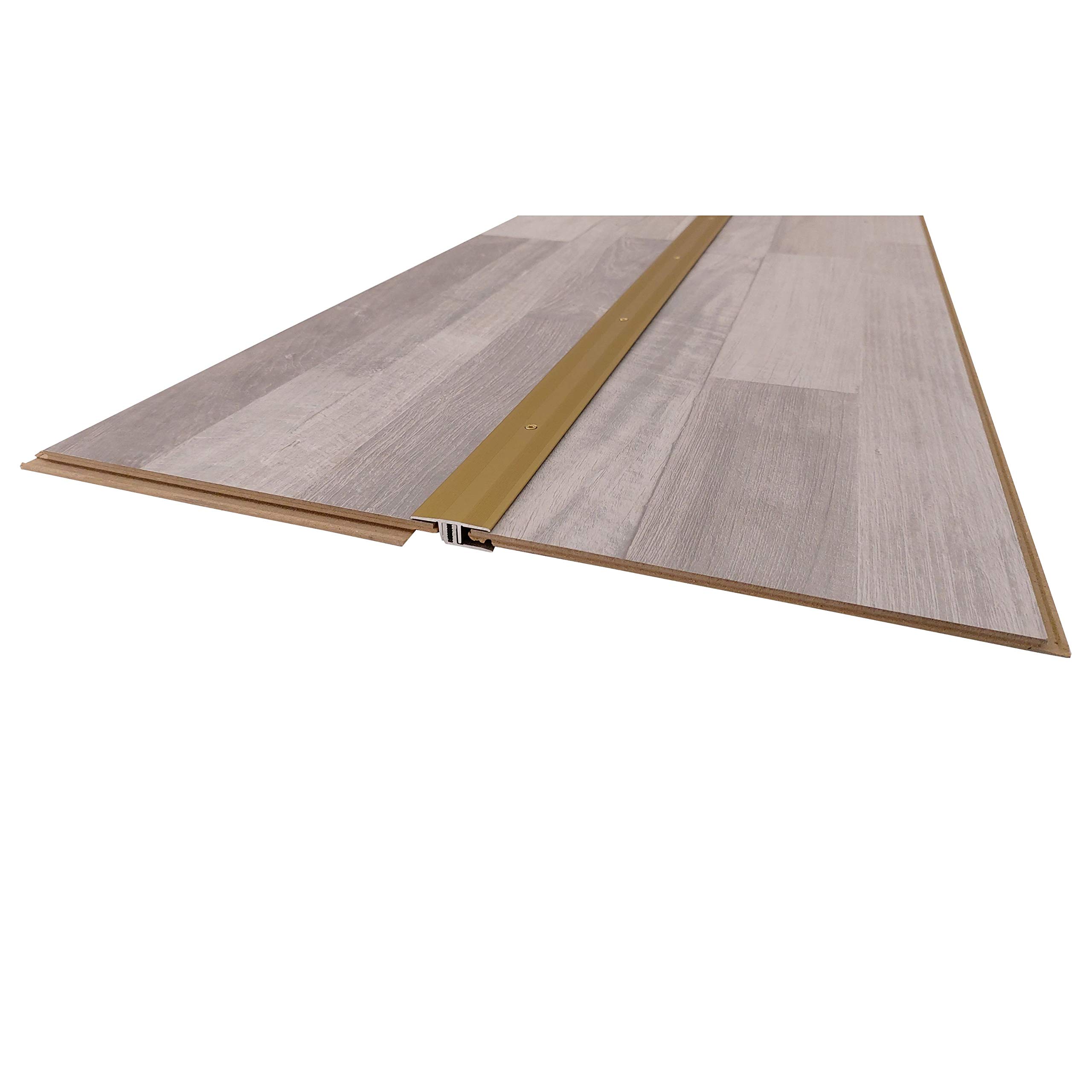 ufitec® Profi Smart Profielsysteem voor vinylvloeren - geschikt voor vloerbedekkingen van 5-9 mm - aluminium geanodiseerd - licht goud - (expansievoeg-profiel - lengte: 270 cm, goud licht