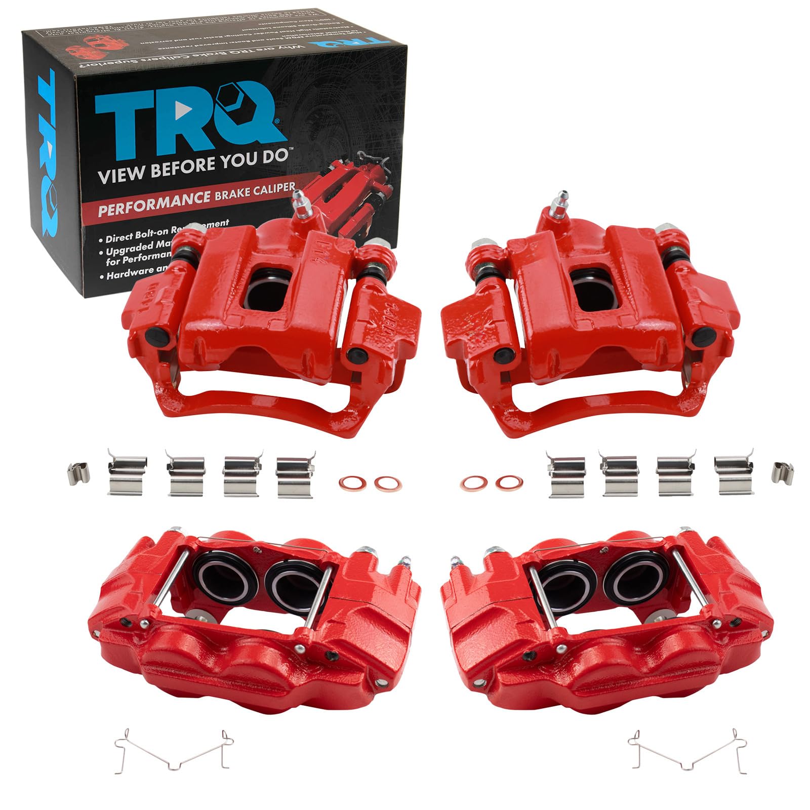TRQ Performance Front and Rear Brake Caliper Set Caliper Brackets Hardware Compatible with 10-13 Lexus GX460 14-22 GX460 with 12mm Mounting Holes 10-14 Toyota 4Runner
