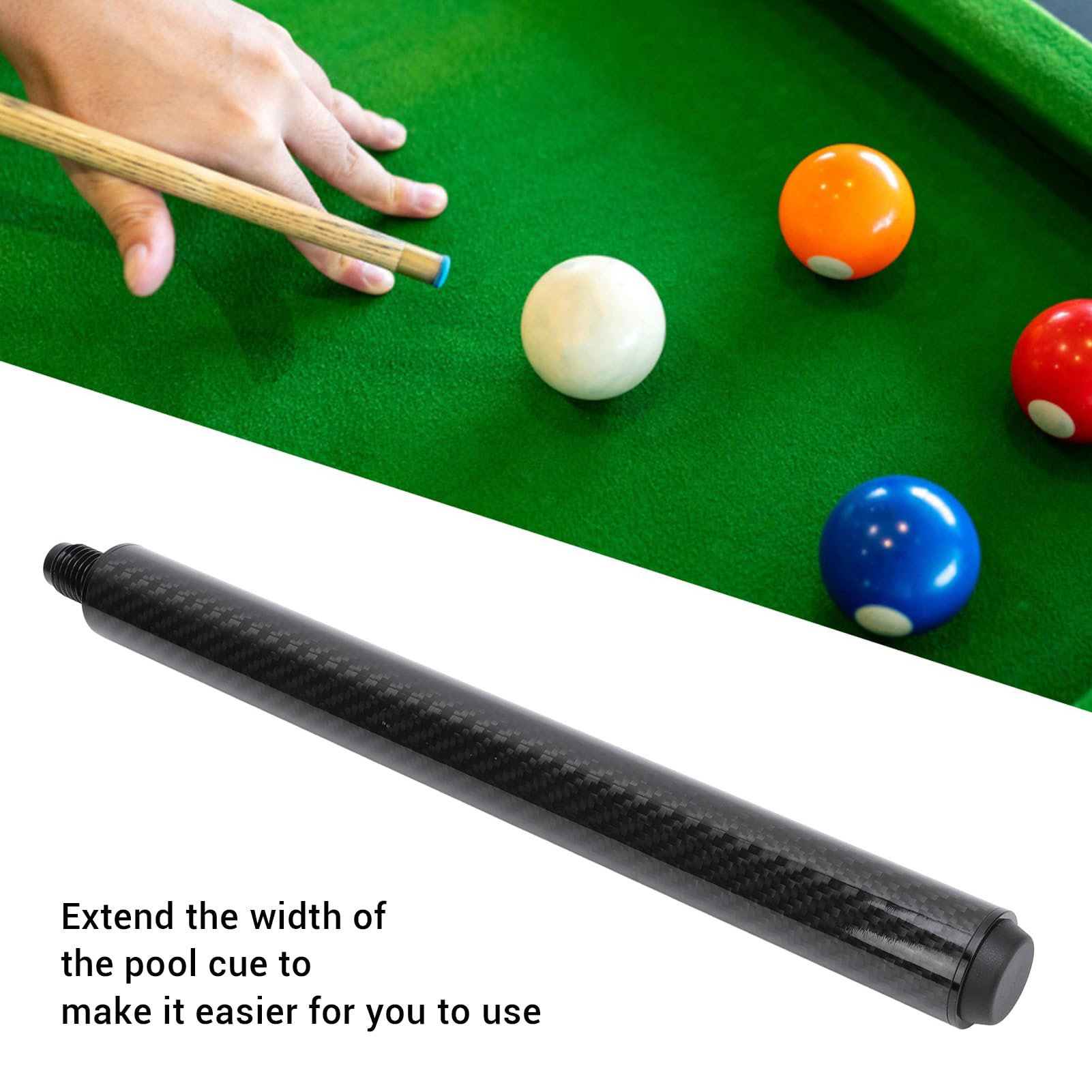 Xolsurg 12in Pool Cue Extension Carbon Fiber Lightweight Billiard Pool Stick Extension Suitable for Cuetec Billiard Cue Games