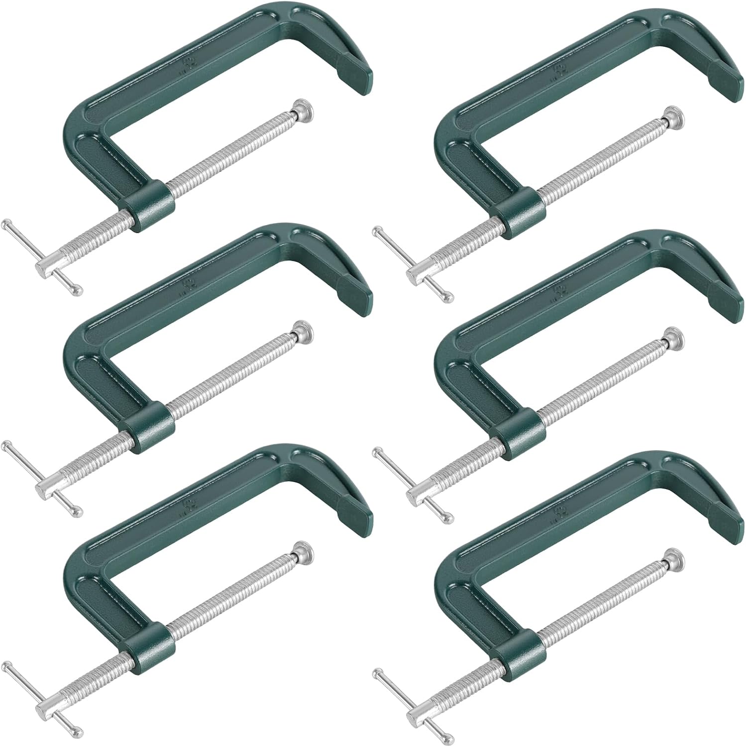 LEXININ 6 Pcs 8 Inch C Clamp, G Clamp 180mm Jaw Opening for Woodworking Welding Building, Green