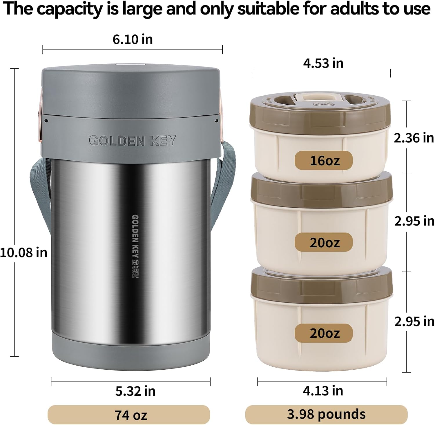 GOLDEN KEY 74 oz Stainless Steel Wide Mouth Large Food Thermo Hot Food Jar
