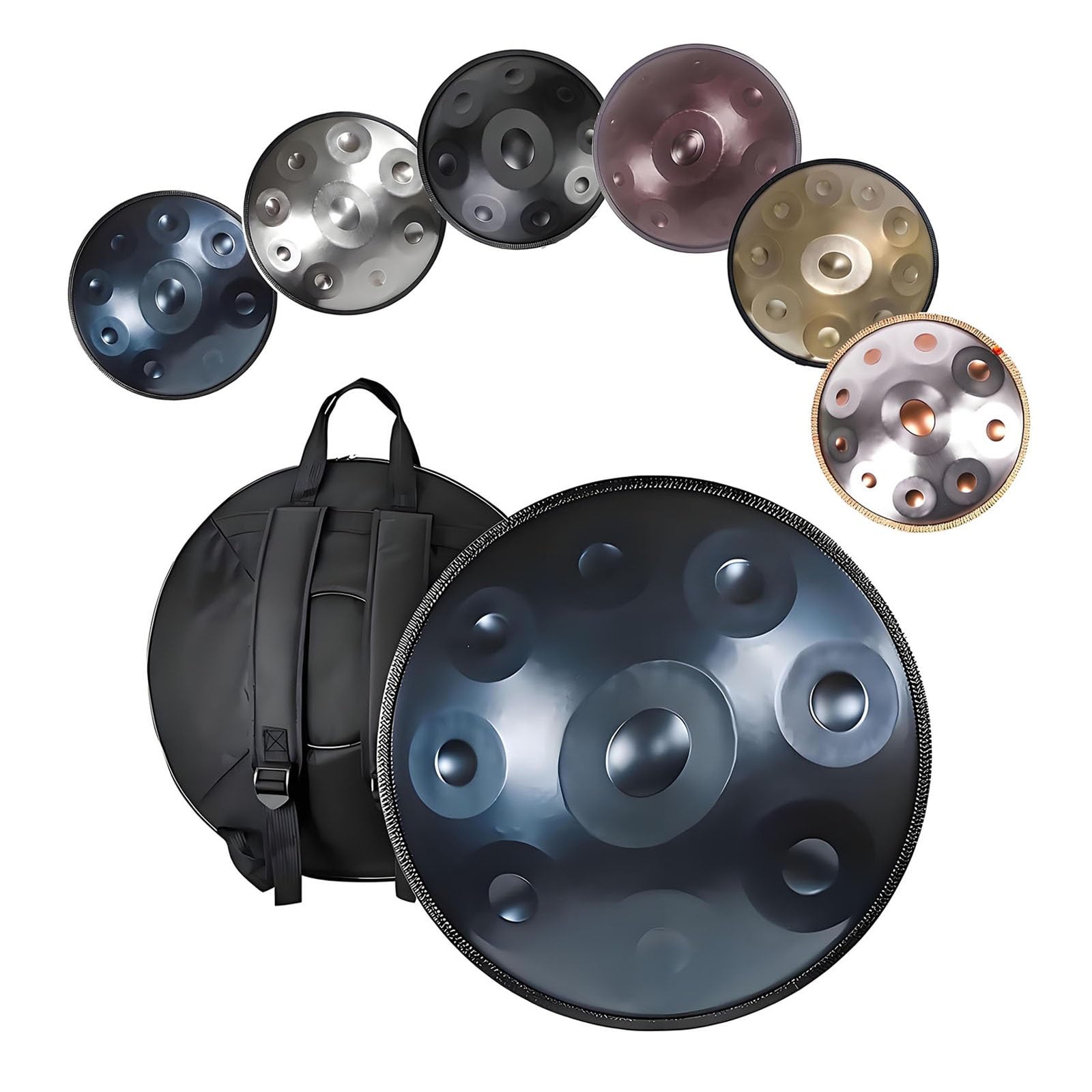 440/432 Hz Tamburo A Mano, 9/10/12 Toni, 22 Pollici, Handpan Drum D'acciaio In Re Minore Kurd Con Custodia Morbida, Harmonic Percussion Per Musicoterapia, Meditazione, Yoga(Blue,432hz 9 Notes)