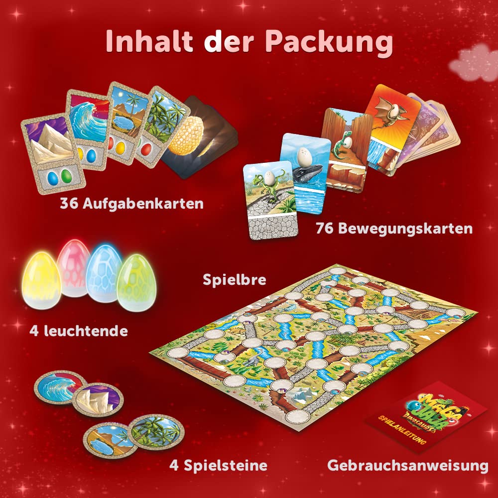 Trefl - Magajaja Dinosaurs - Gioco da tavolo per famiglia,uova elettriche luminose e pietre da gioco magnetiche,mondo preistorico dei dinosauri,innovativo gioco per adulti bambini dai 6 anni,02413