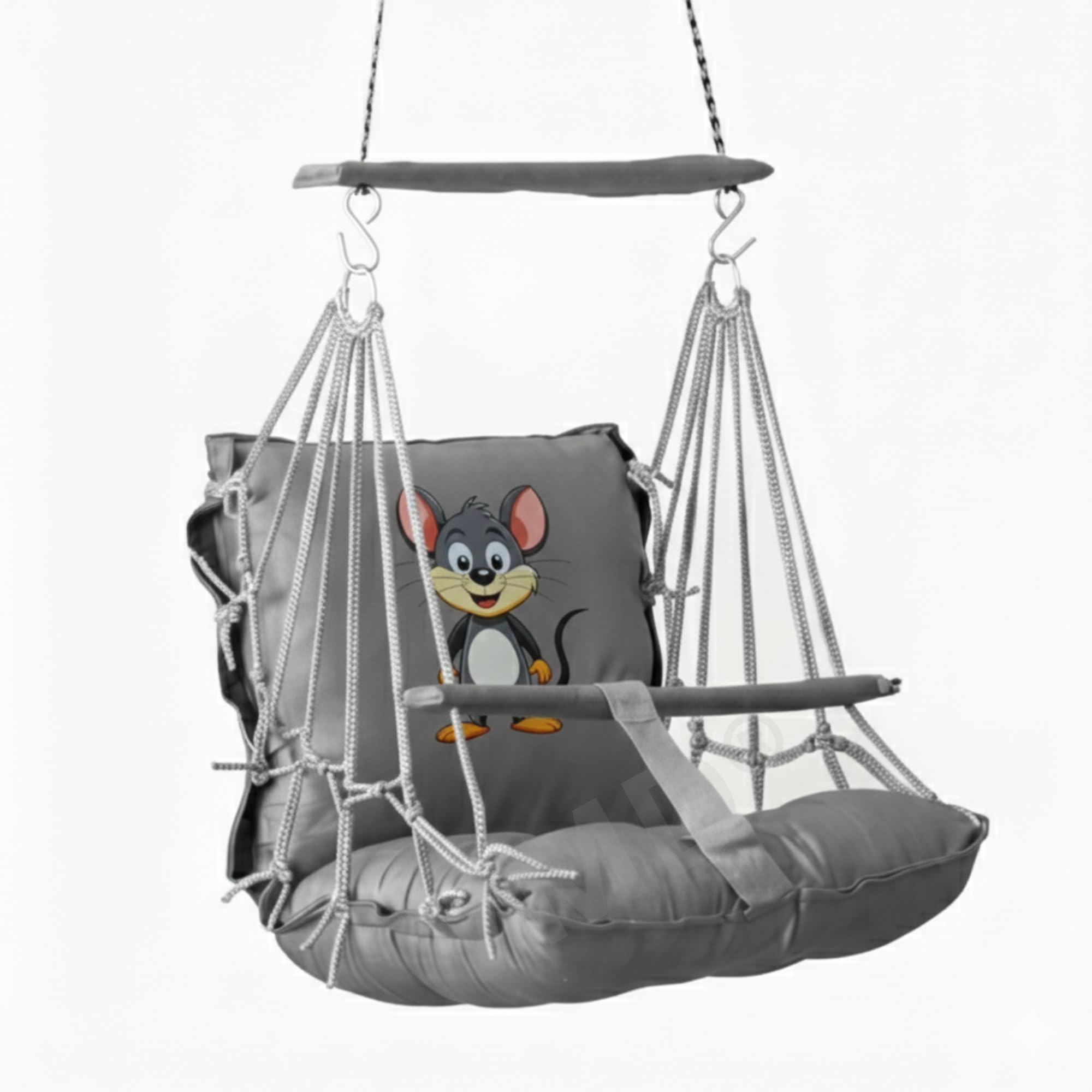 VMD, Grey (Mouse) Cotton D Shape Hammock Hanging Swing Chair for Living Room, Swing for Balcony/Swing for Kids for Home with Hanging kit ..-picture-16