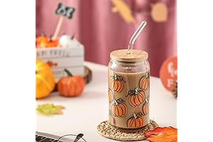 Pumpkin Can Glass 16oz Fall Iced Coffee Glass