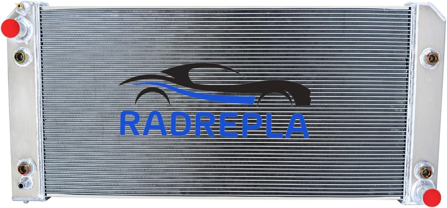 CU13296 3 Row Aluminum Radiator Compatible with 2003-2009 Chevy/GMC C4500 C5500 C6500 Kodiak Topkick 6.6L 8.1L Radiador for 2005-2008 Isuzu HTR 7.8L Crossflow Automotive Replacement Radiators