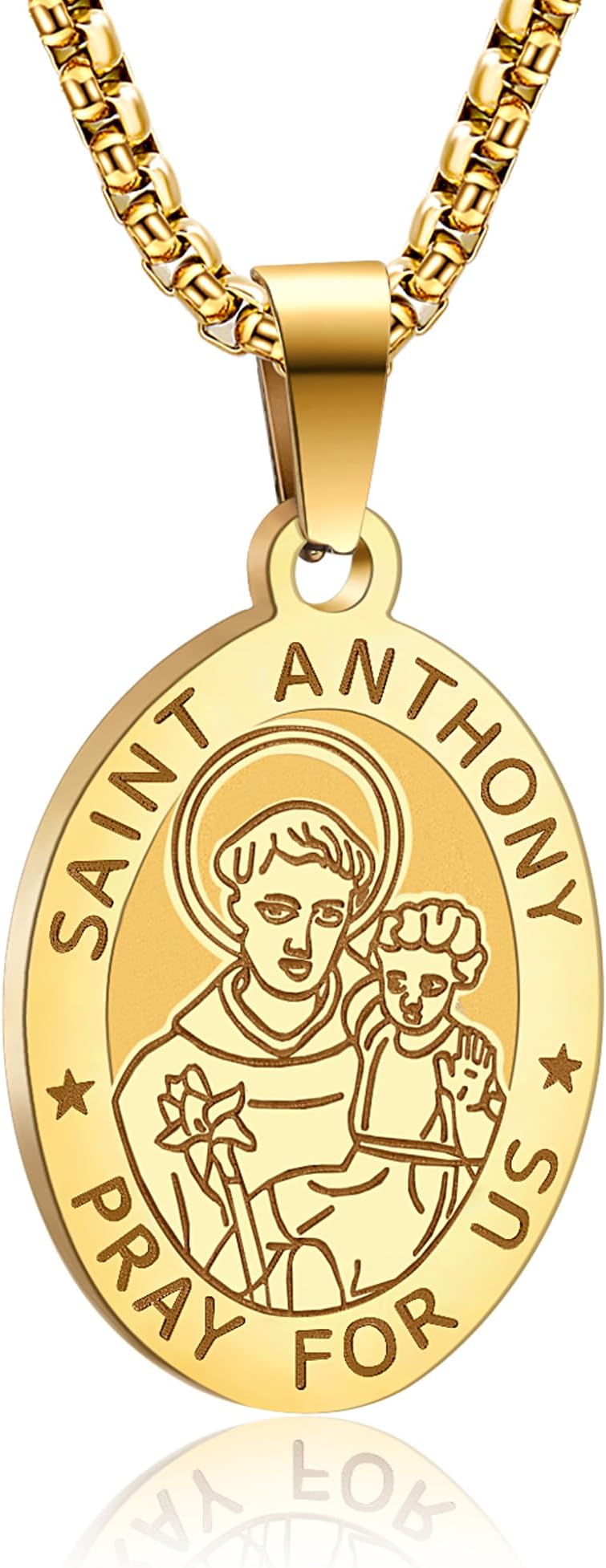 Patron Saint Necklace for Men Women, Multiple Saints Pendant Choose from St. Michael/Virgin Mary/Raphael/Jude/Christopher/Florian/Benedict/Joseph/Patrick/ Francis/ Thomas/Anthony/Stainless Steel 24"