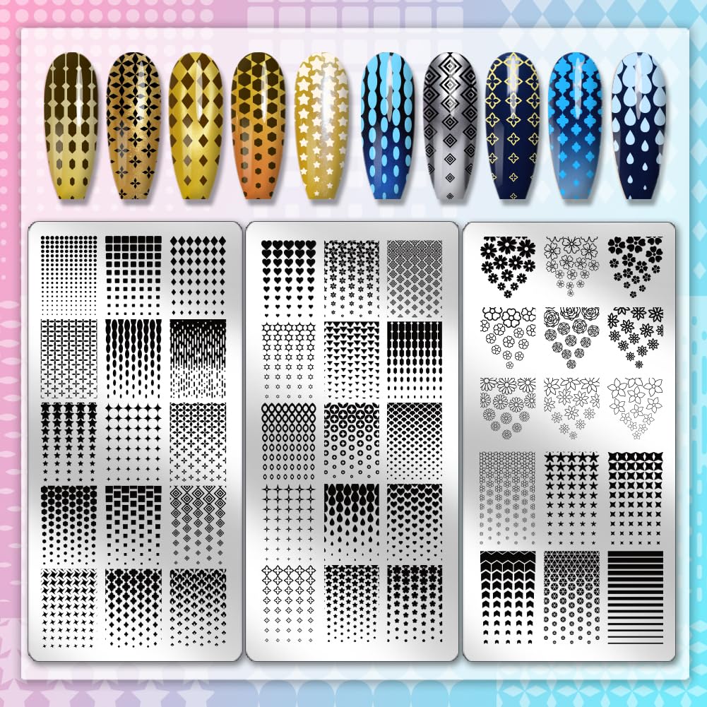 PH PandaHall 3pcs Classic Gradients Nail Stamping Plate - Image 3