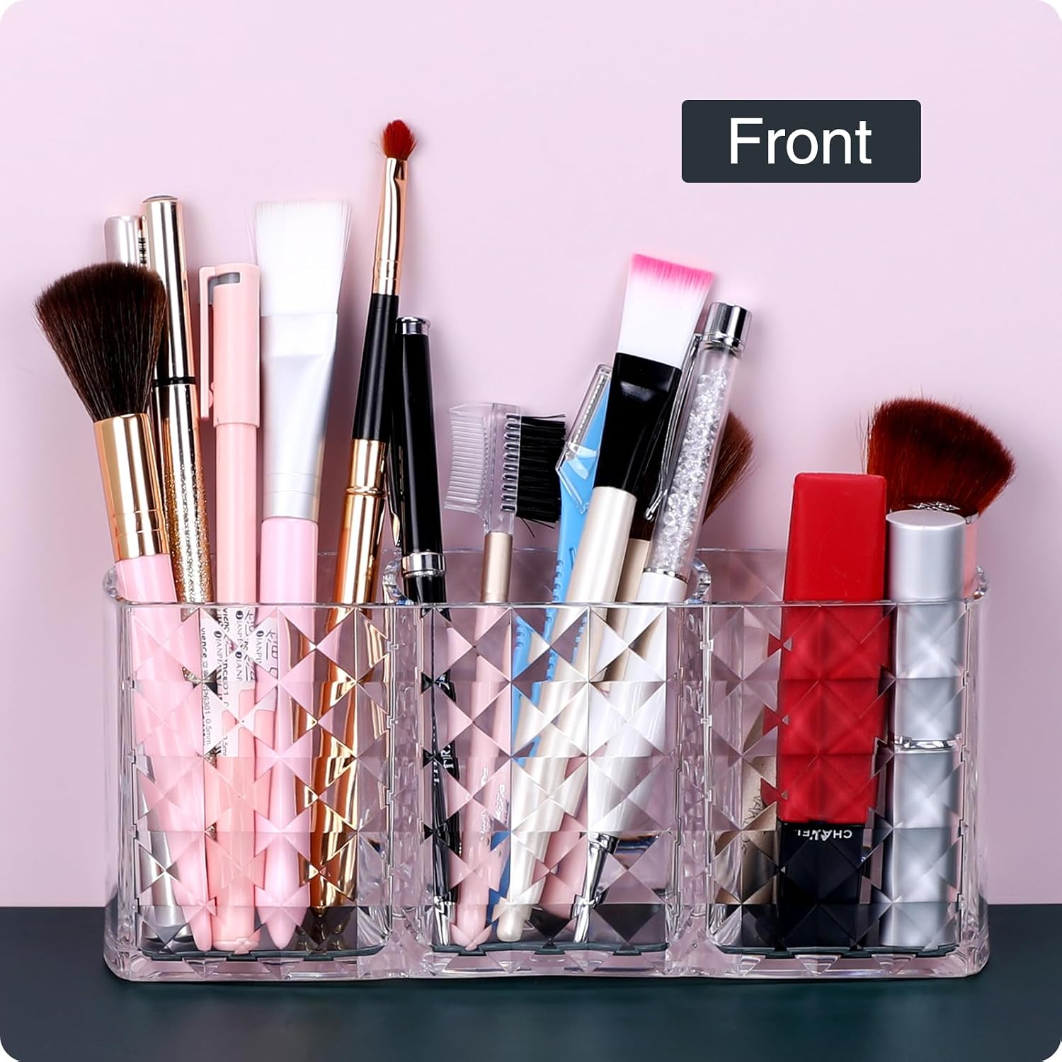 MOSIKER Clear Acrylic Makeup Brush Holder for Vanity, Lip Liner Organizer