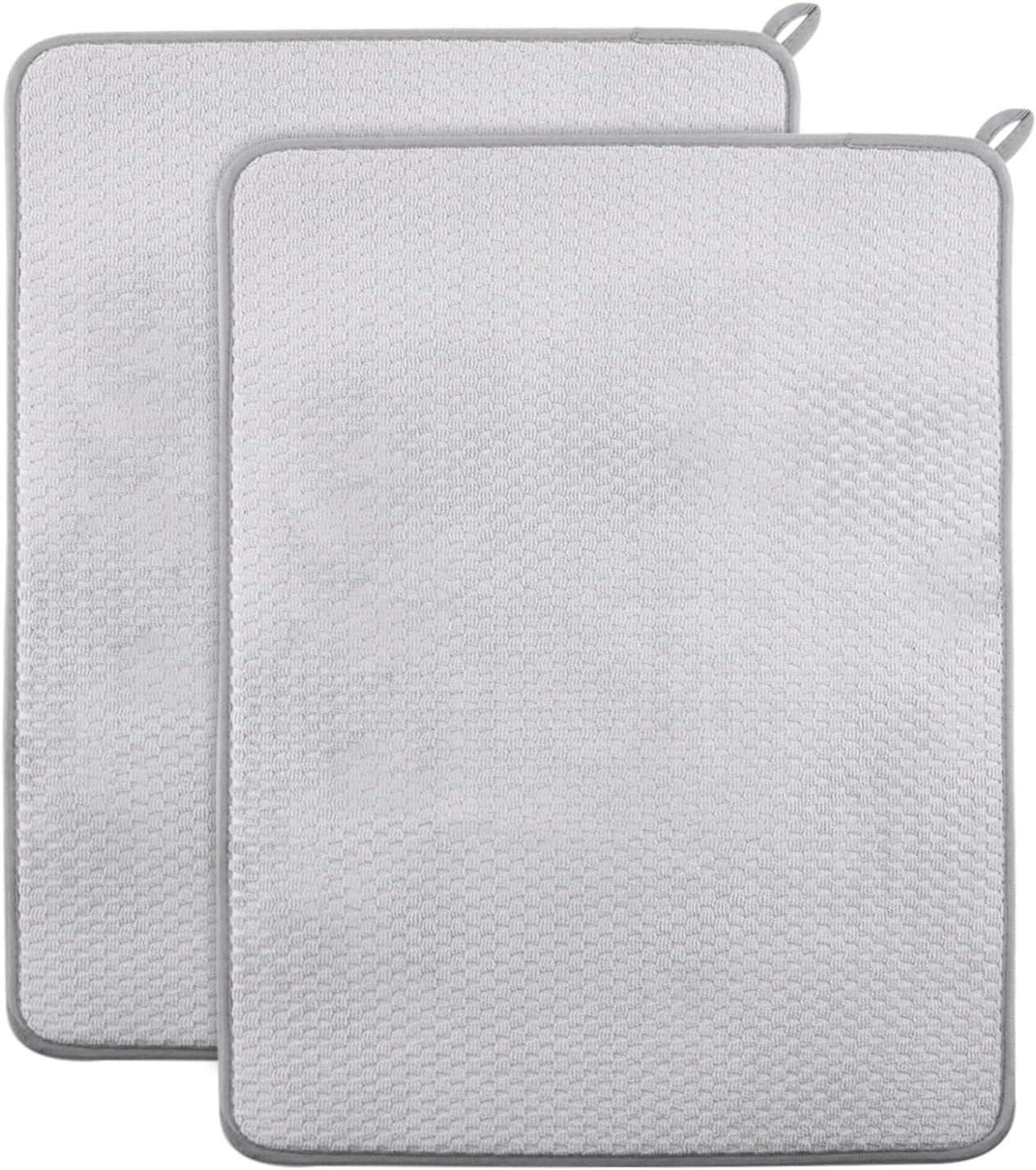 2 Pack Microfiber Dish Drying Mats, Absorbent Dish Drainer