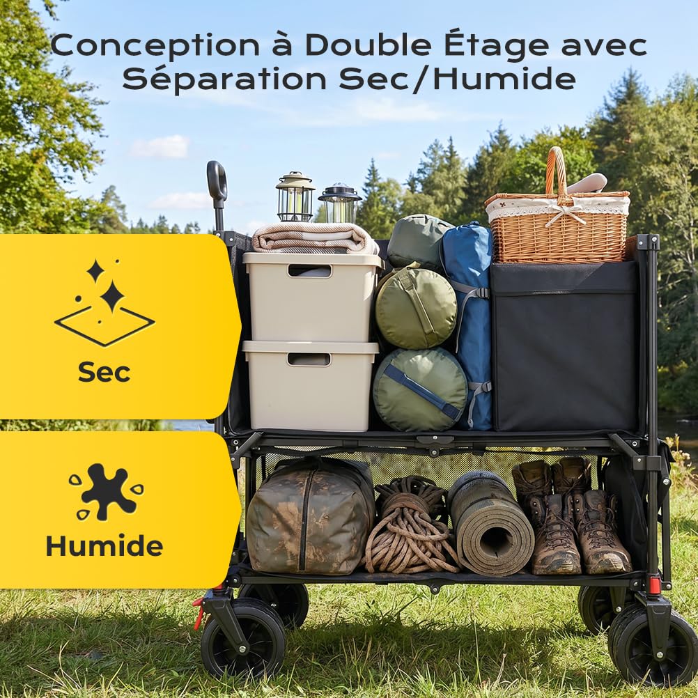 Chariot Tout-Terrain 400L Pliable 4 Roues avec Frein 18x10CM, XXXXL