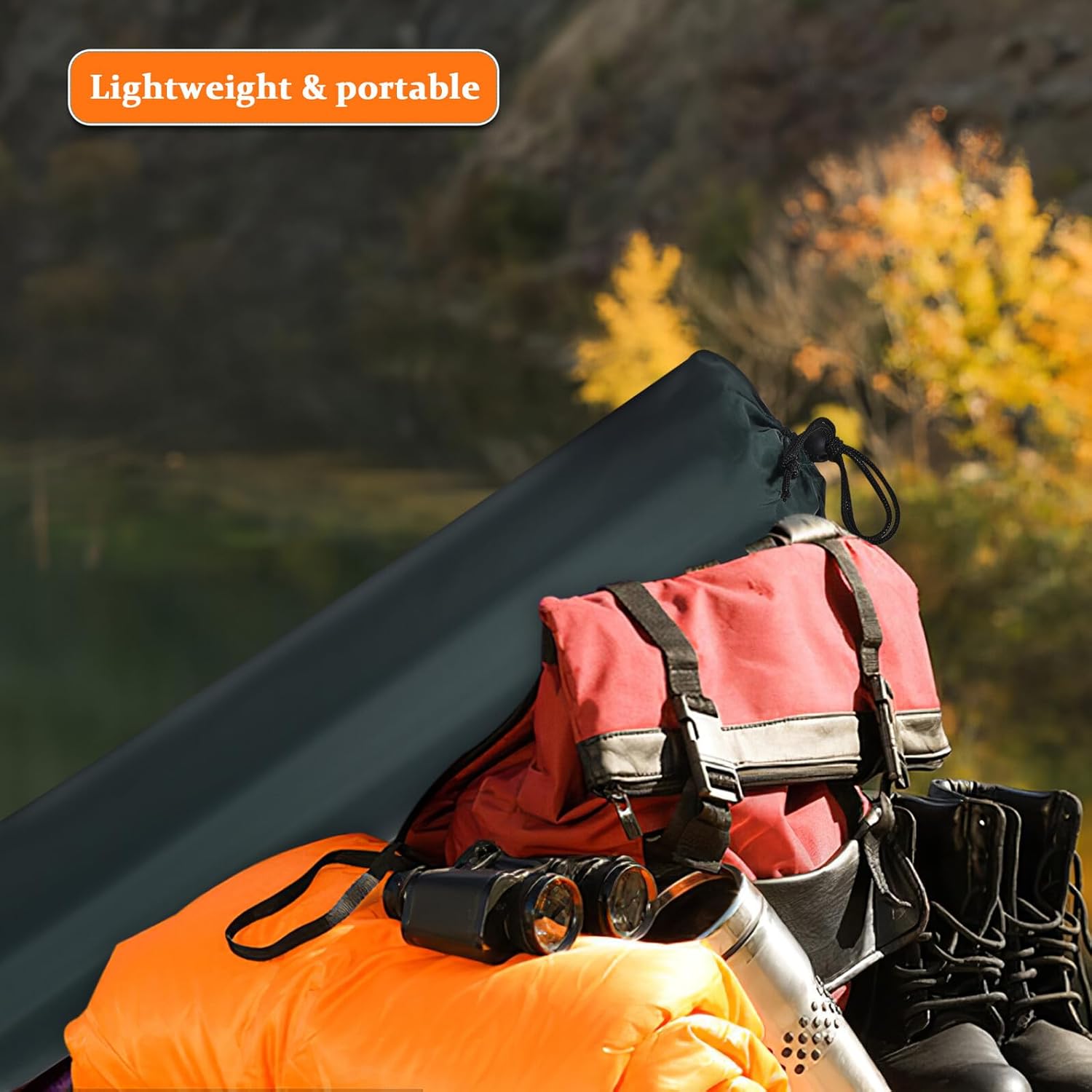 Luxshiny Self-Inflating Camping Sleeping Mat Portable Inflatable Sleeping Pad 185x60x2.5cm Military Green Lightweight Outdoor Travel Mattress for Backpacking and Hiking