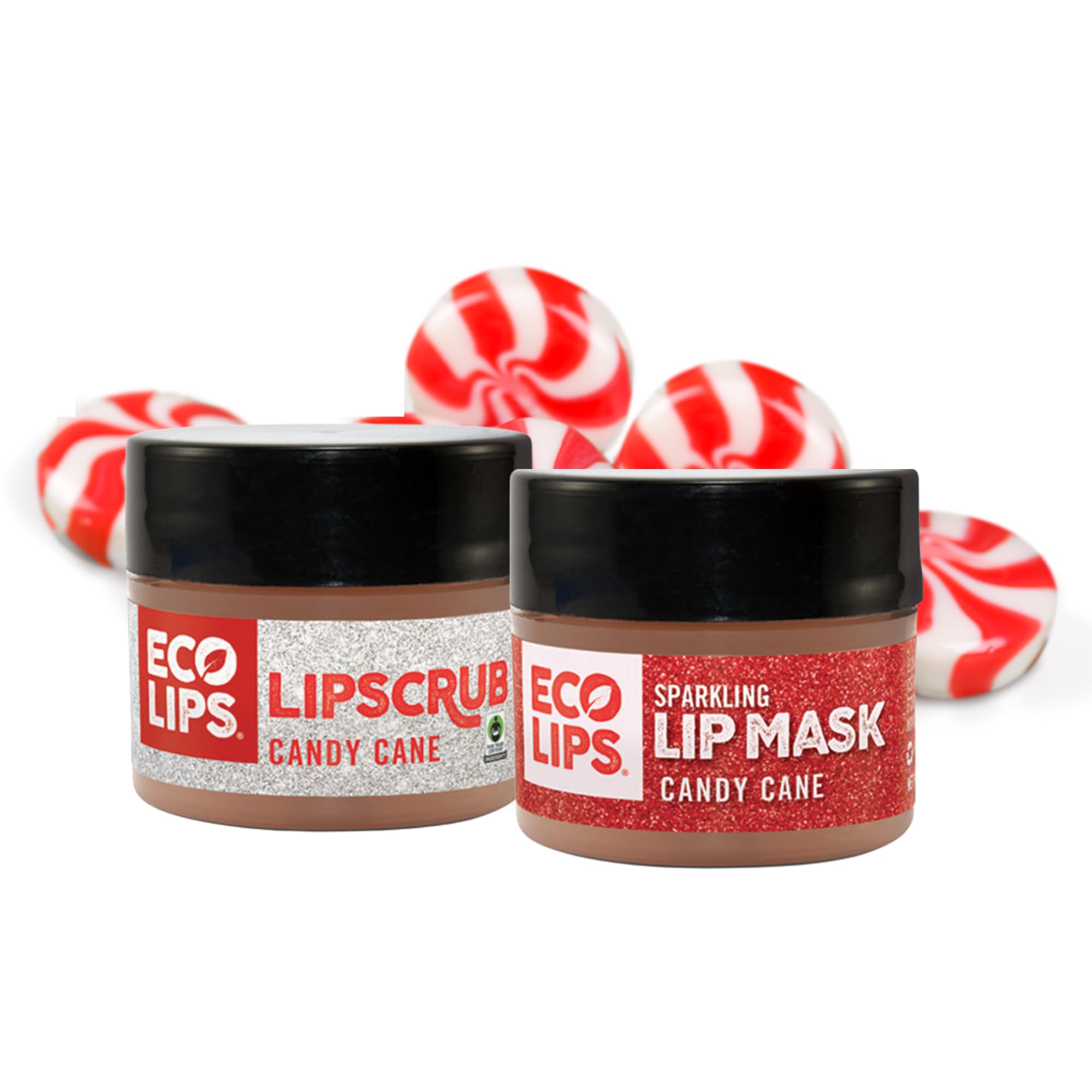 Vanilla Mint Candy Cane Lip Scrub & Lip Mask Duo – Natural Exfoliating Lip Scrub + Nourishing Sparkling Lip Mask, Winter Lip Care Set, Perfect