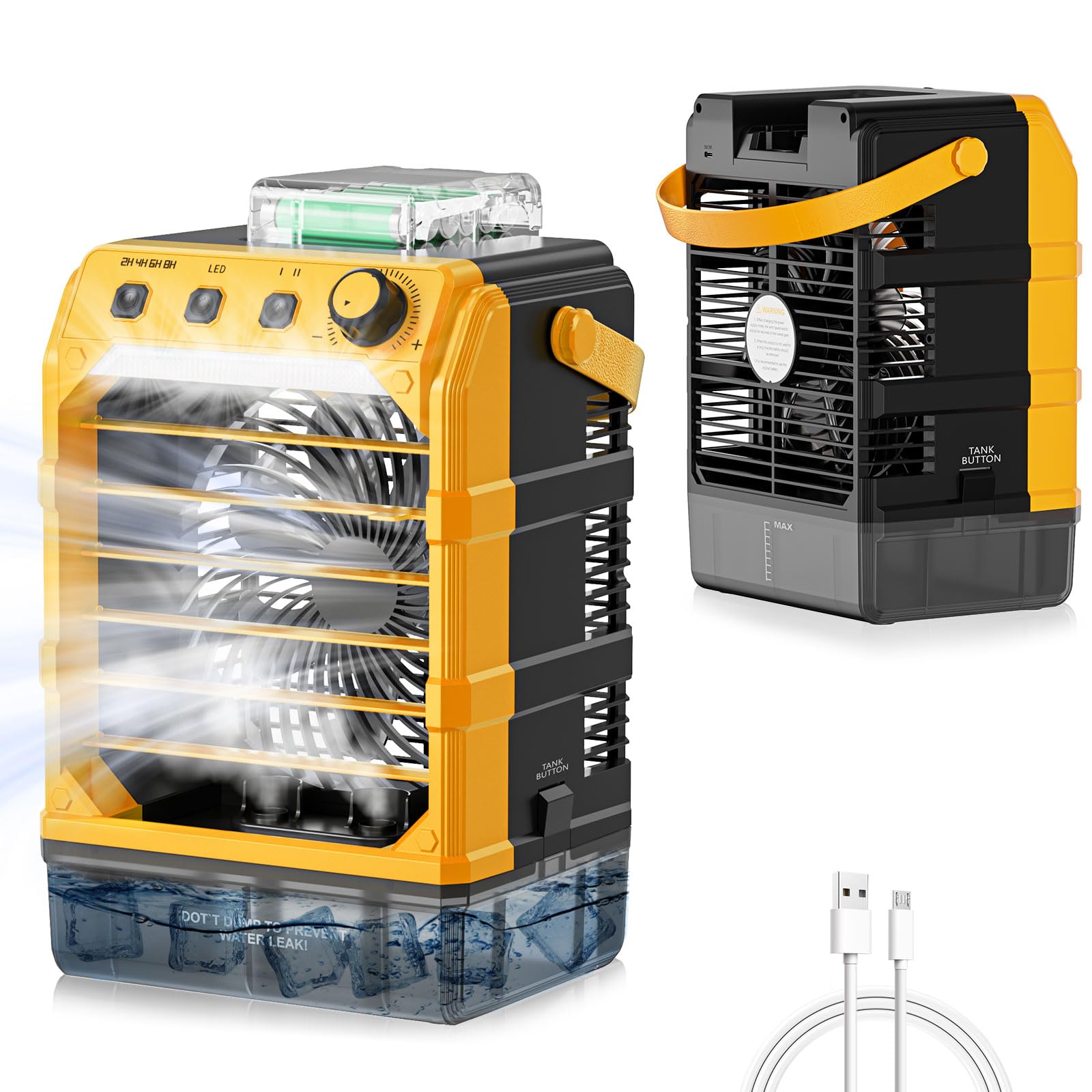 Photo 1 of Rozlchar Portable Misting Fan Compatible for DeWALT 20V Battery, Portable Cooling Fan with 1.6L Tank, Stepless Speed, 2/4/6/8H Timer, LED Light, USB Powered Also for Camping, Beach, Jobsite(Tool Only)