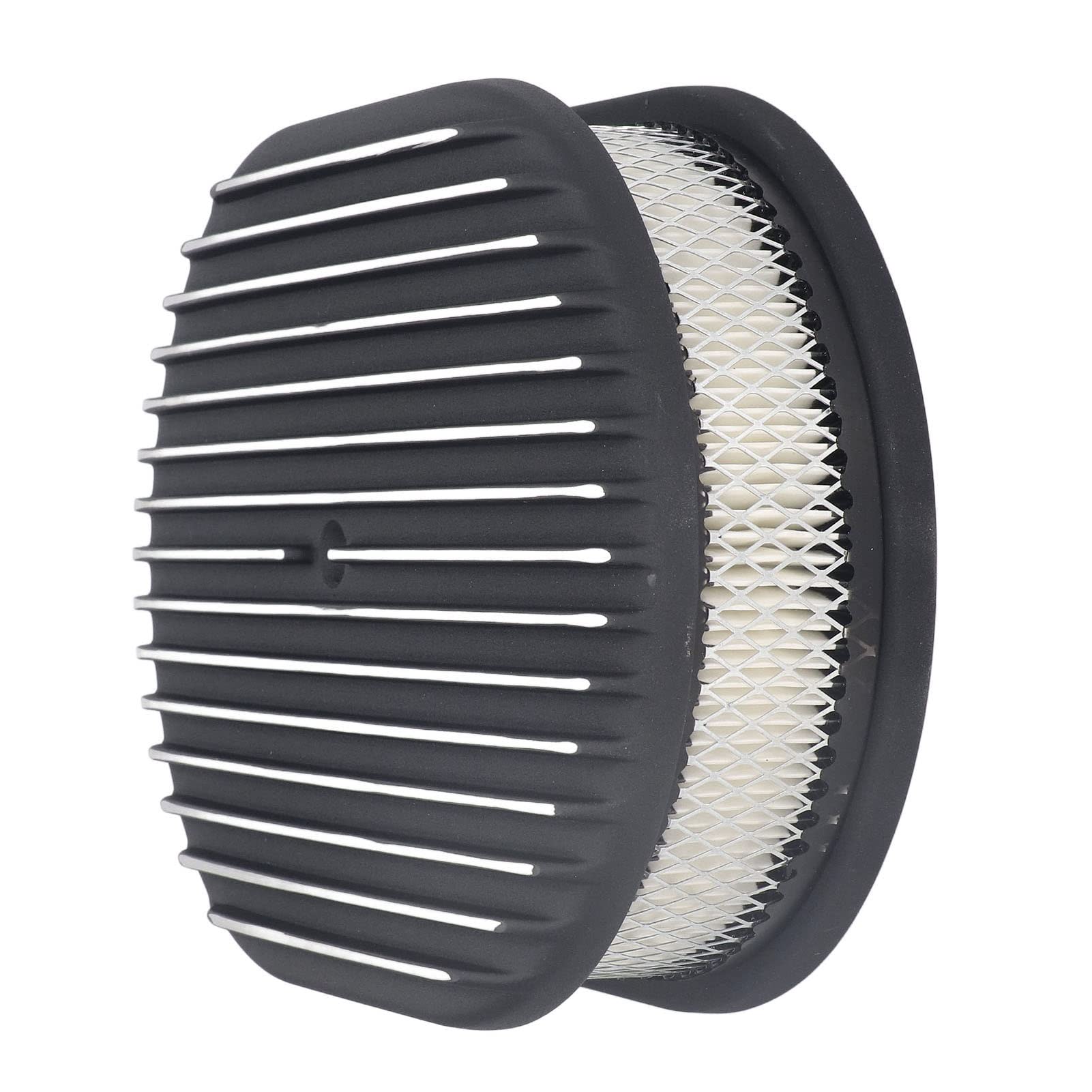 Filtro de Aire Ovalado, Filtro de Aire con Aletas Completas, Aleación de Aluminio Negro para Carburadores de Apertura de Barril de 5 1/8 Pulgadas y 4 Barriles