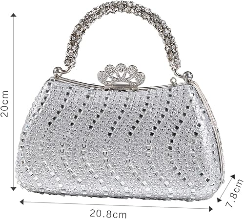 Miniatura 4 de Dreubea Bolso de noche brillante para mujer, bolso de noche con diamantes de imitación de moda Negro