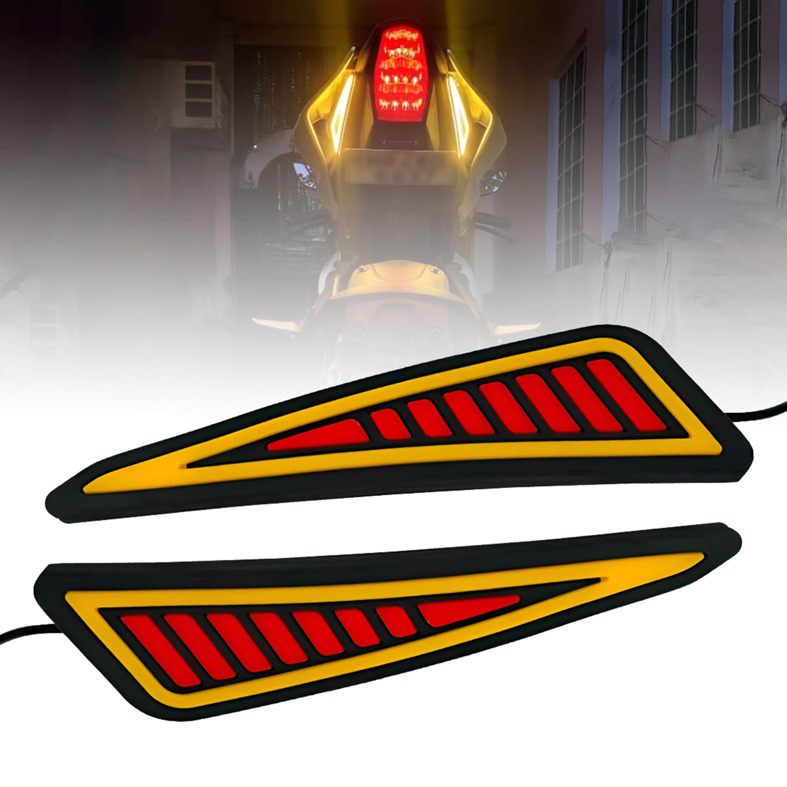 MIKANIX R15 V2 / V3 / V4 & M Waterproof Flexible Strip Rear DRL Light with Running LED Indicator For Yamaha R15 All Model Bikes (Red-Amber)-image-22