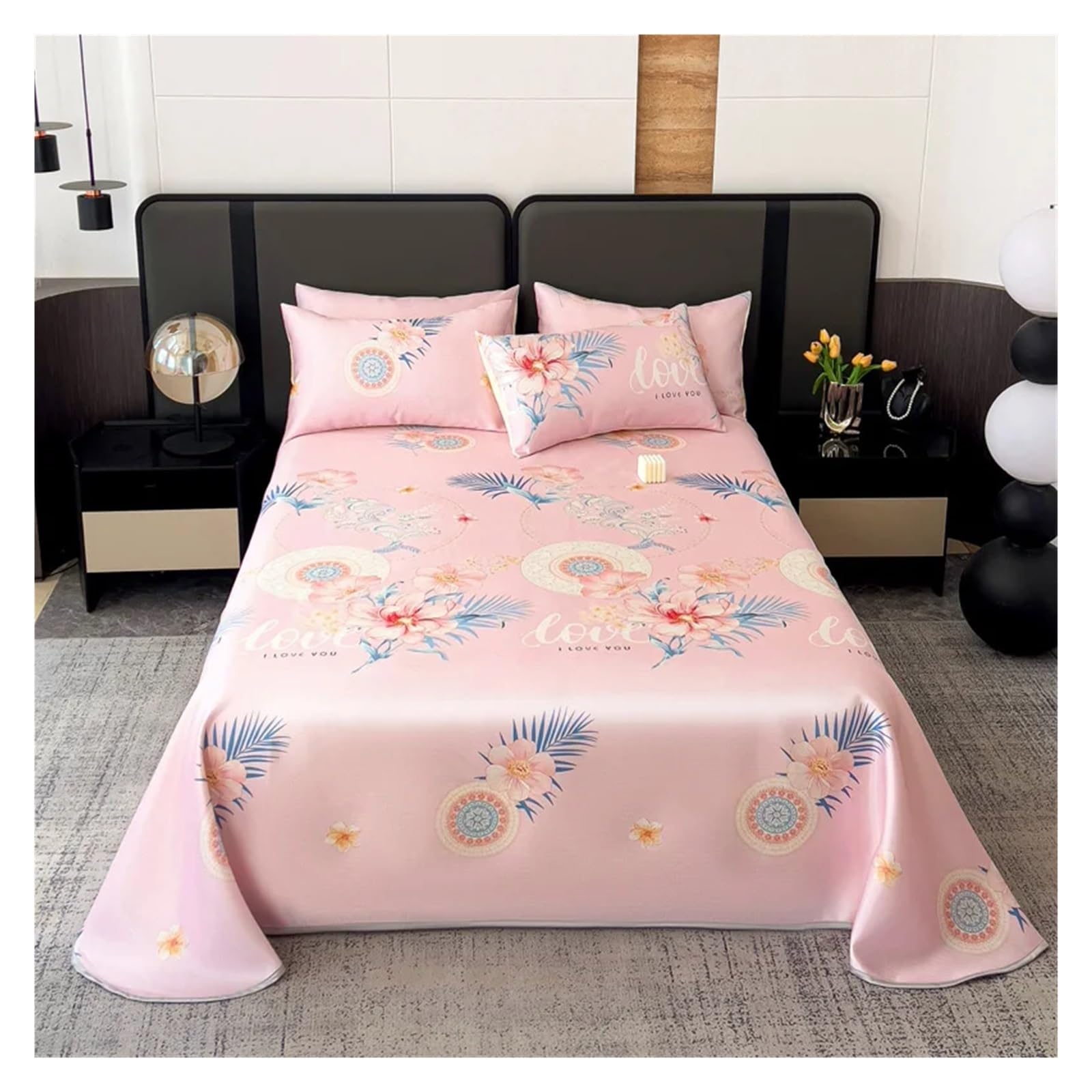 Drap de lit en soie glacée luxe de 250x250cm pour lit double chic